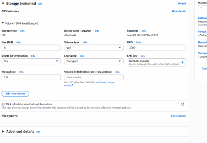AWS encrypted storage configuration